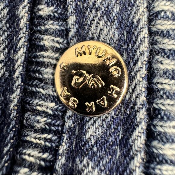 Vintage Embroidered Acid Denim Bomber Jacket Snap Front Large - Picture 5 of 8